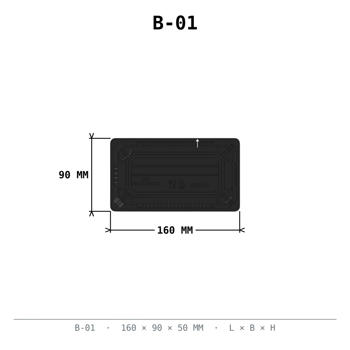 Sushi Box #01 schwarz PET 160x90x50mm mit Deckel 600 Stück