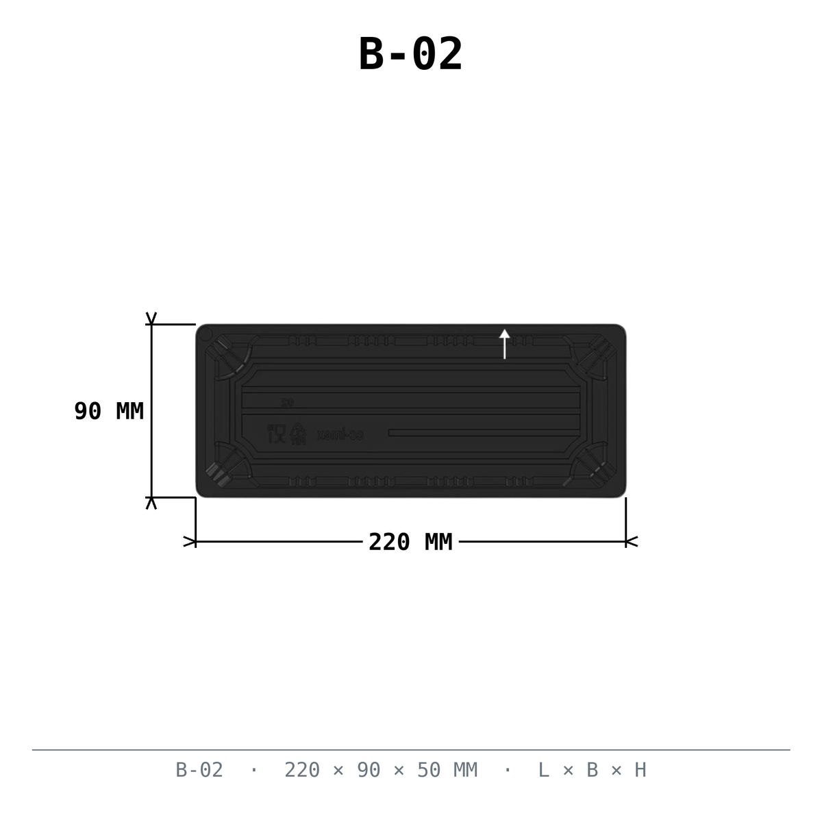 Sushi Box #02 schwarz PET 220x90x50mm mit Deckel 400 Stück