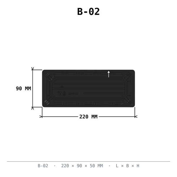 Sushi Box #02 schwarz PET 220x90x50mm mit Deckel 400 Stück