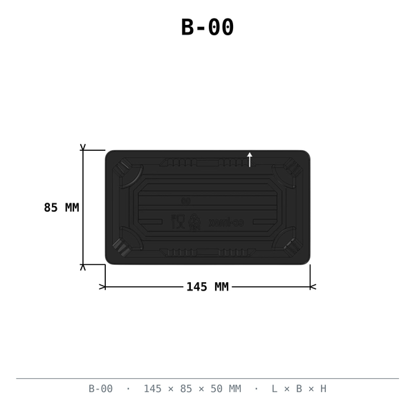 Sushi Box #00 schwarz PET 145x85x50mm mit Deckel 600 Stück