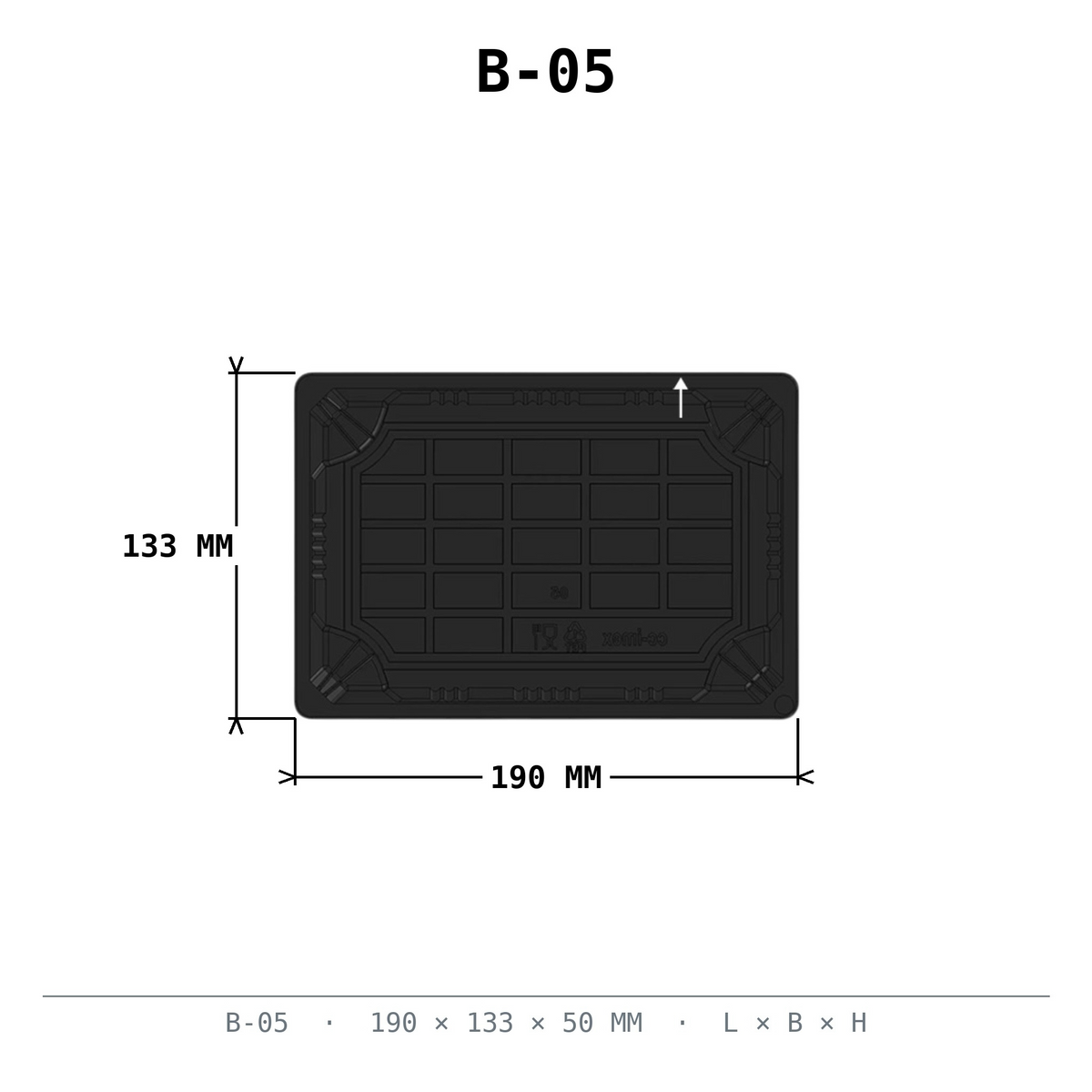 Sushi Box #05 schwarz PET 190x133x50mm mit Deckel 400 Stück