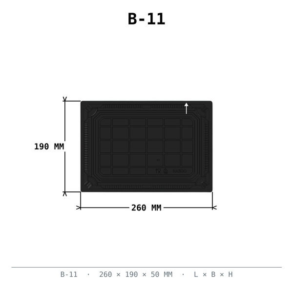 Sushi Box #11 schwarz PET 260x190x50mm mit Deckel 200 Stück