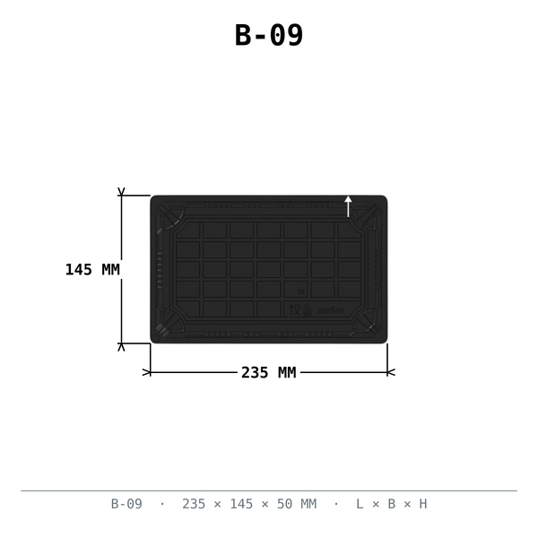 Sushi Box #09 schwarz PET 235x145x50mm mit Deckel 300 Stück