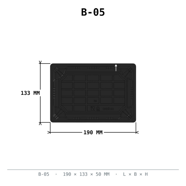 Sushi Box #05 schwarz PET 190x133x50mm mit Deckel 400 Stück